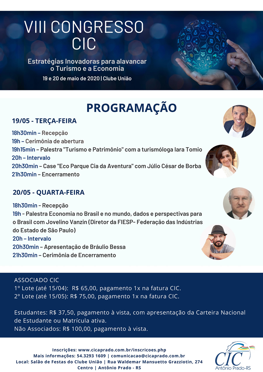 Flyer com programao VIII Congresso SIC Antnio Prado - 2020